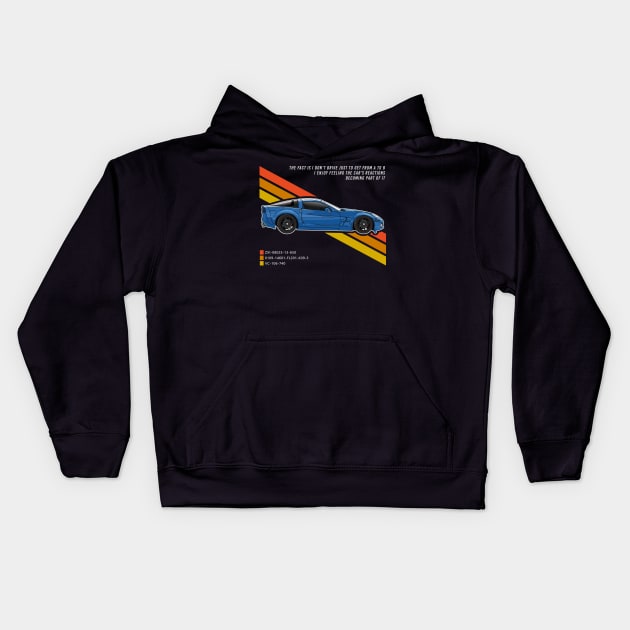 Blue Corvette Kids Hoodie by Guyvit